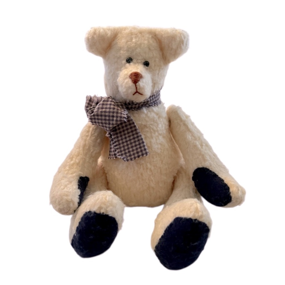 Handmade Charming Cream and Blue Decor Accent Teddy Bear New